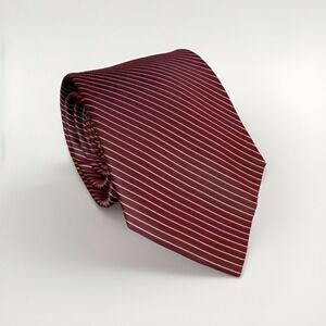 Pronto-Uomo Men's Luxury Silk Neckwear Tie 100% Silk Maroon Red White  Stripes
